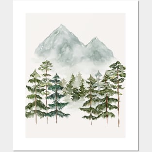 Watercolor Mountain View Posters and Art